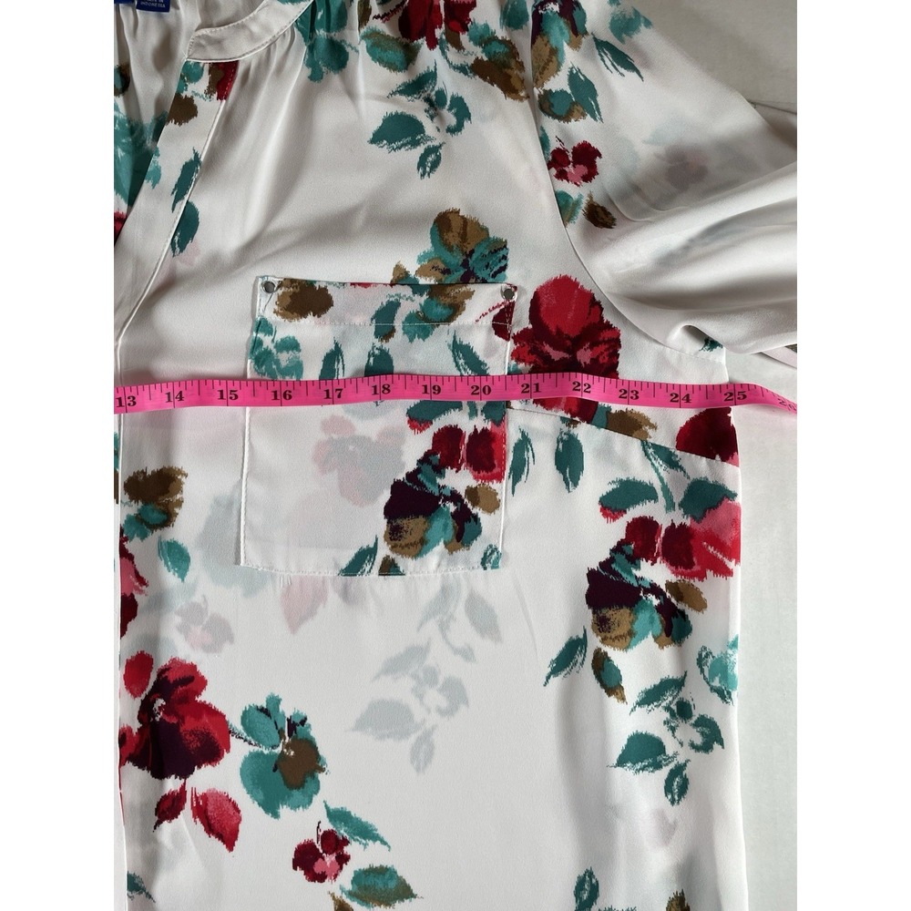 Apt. 9 Women's XXL White Floral‎ Long Sleeve Tunic Blouse - Picture 3 of 8
